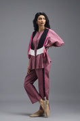 Load image into Gallery viewer, PINK TAILORED PANTS WITH NEON GEOMETRIC SIDE PANEL DETAIL
