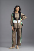 Load image into Gallery viewer, MUD CO-ORD SET WITH NEON GEOMETRIC PANEL DETAIL, BRALETTE AND STRAIGHT PANTS
