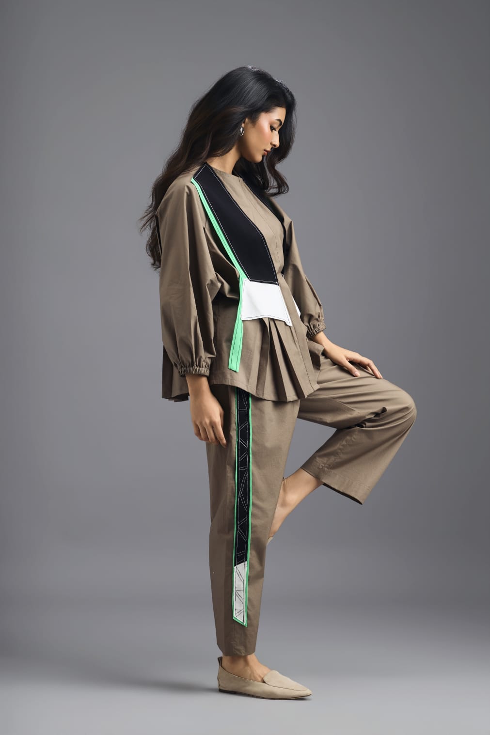 MUD COLOURBLOCK GEOMETRIC PANELLED PANTS