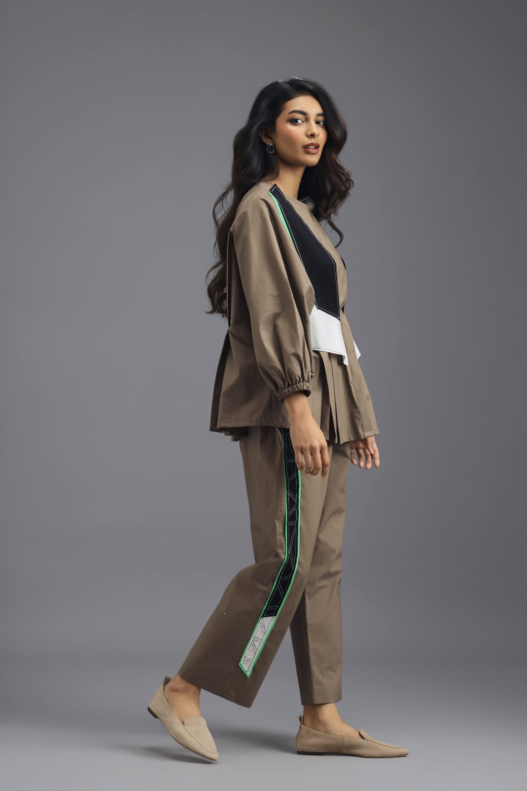MUD COLOURBLOCK GEOMETRIC PANELLED PANTS