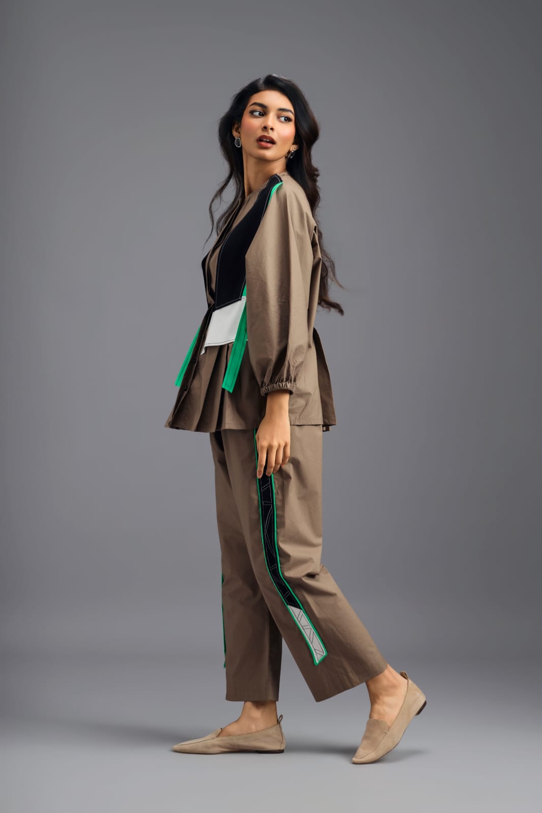MUD COLOURBLOCK GEOMETRIC PANELLED PANTS