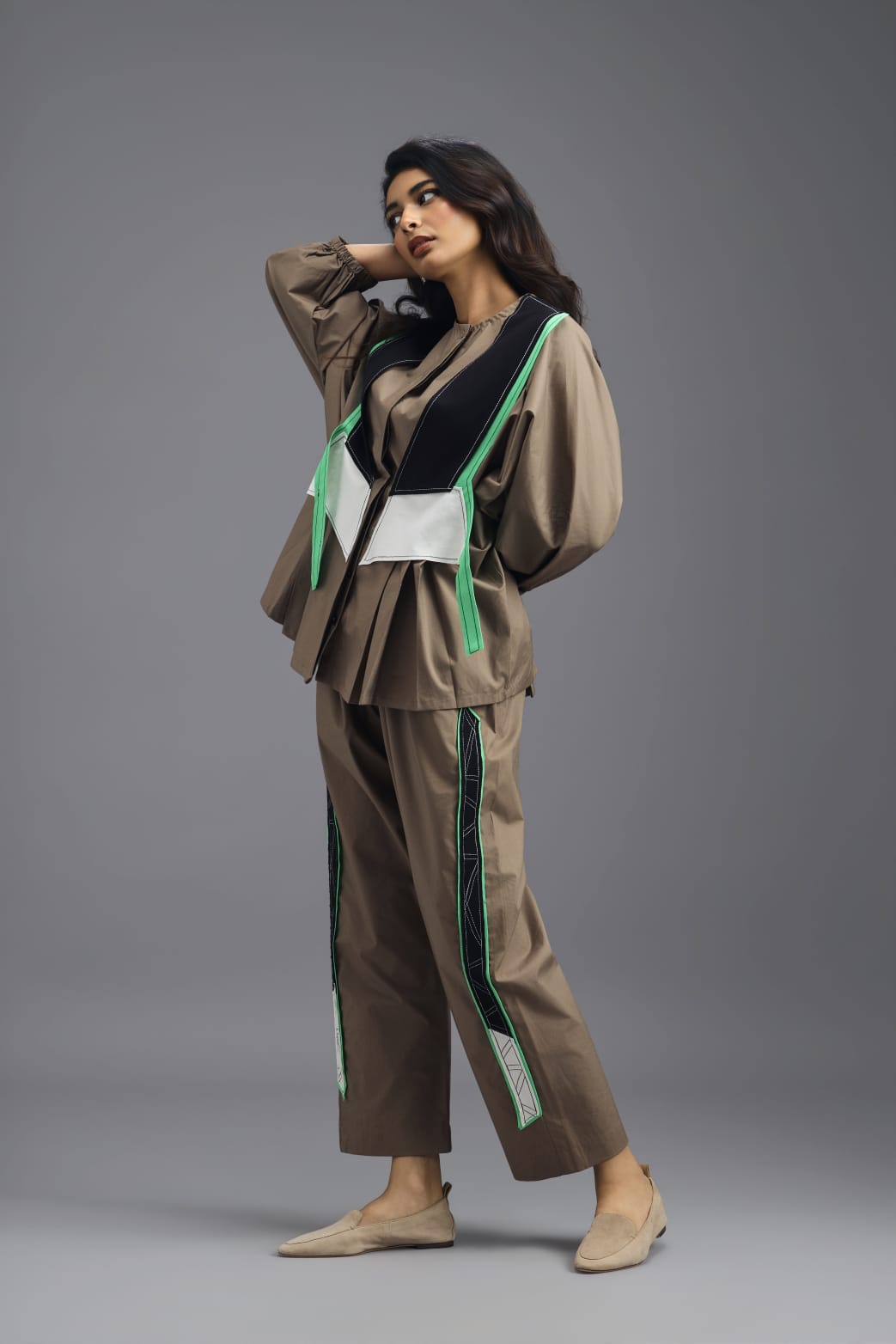 MUD COLOURBLOCK GEOMETRIC PANELLED PANTS