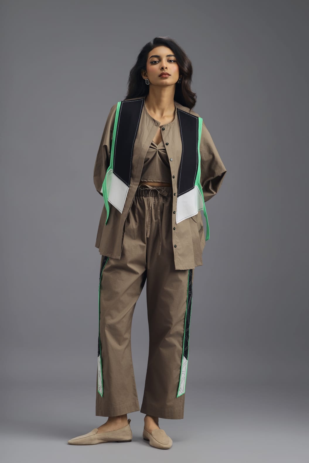 MUD COLOURBLOCK GEOMETRIC PANELLED PANTS