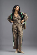 Load image into Gallery viewer, MUD CO-ORD SET WITH NEON GEOMETRIC PANEL DETAIL, BRALETTE AND STRAIGHT PANTS
