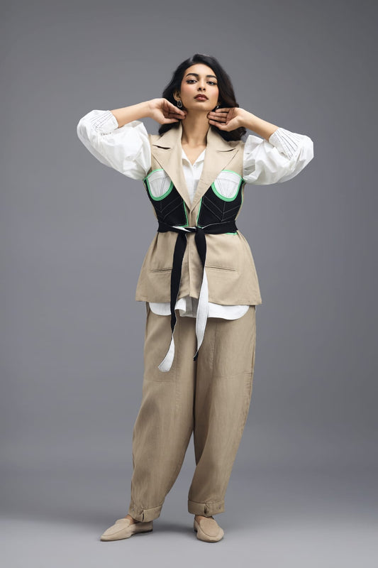 BEIGE TAILORED PANTS