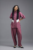 Load image into Gallery viewer, PINK JACKET LINEN CO-ORD SET WITH NEON GEOMETRIC PANELLED TOP AND PANTS
