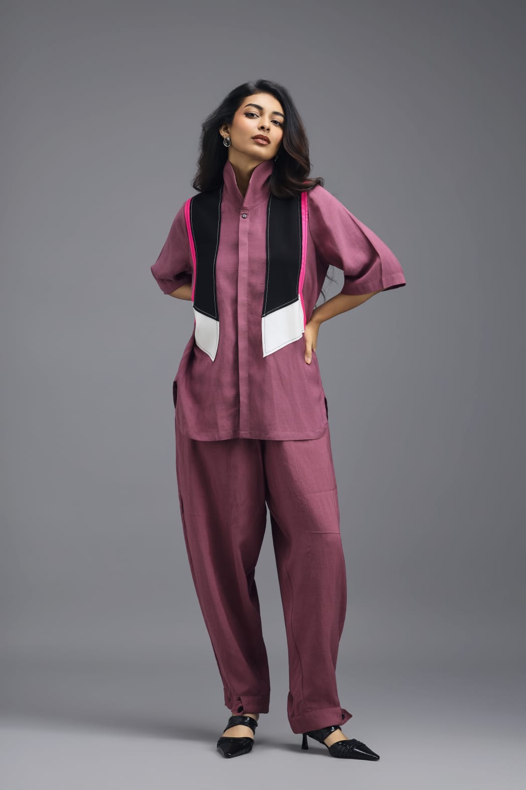 PINK TAILORED LINEN PANTS