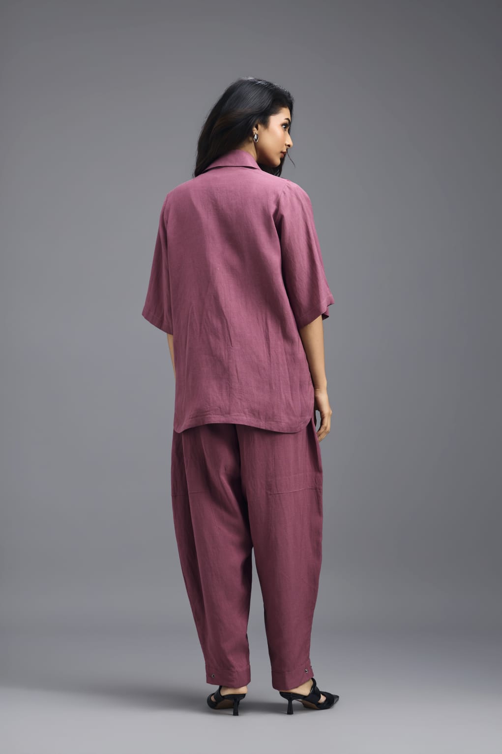 PINK JACKET LINEN CO-ORD SET WITH NEON GEOMETRIC PANELLED TOP AND PANTS