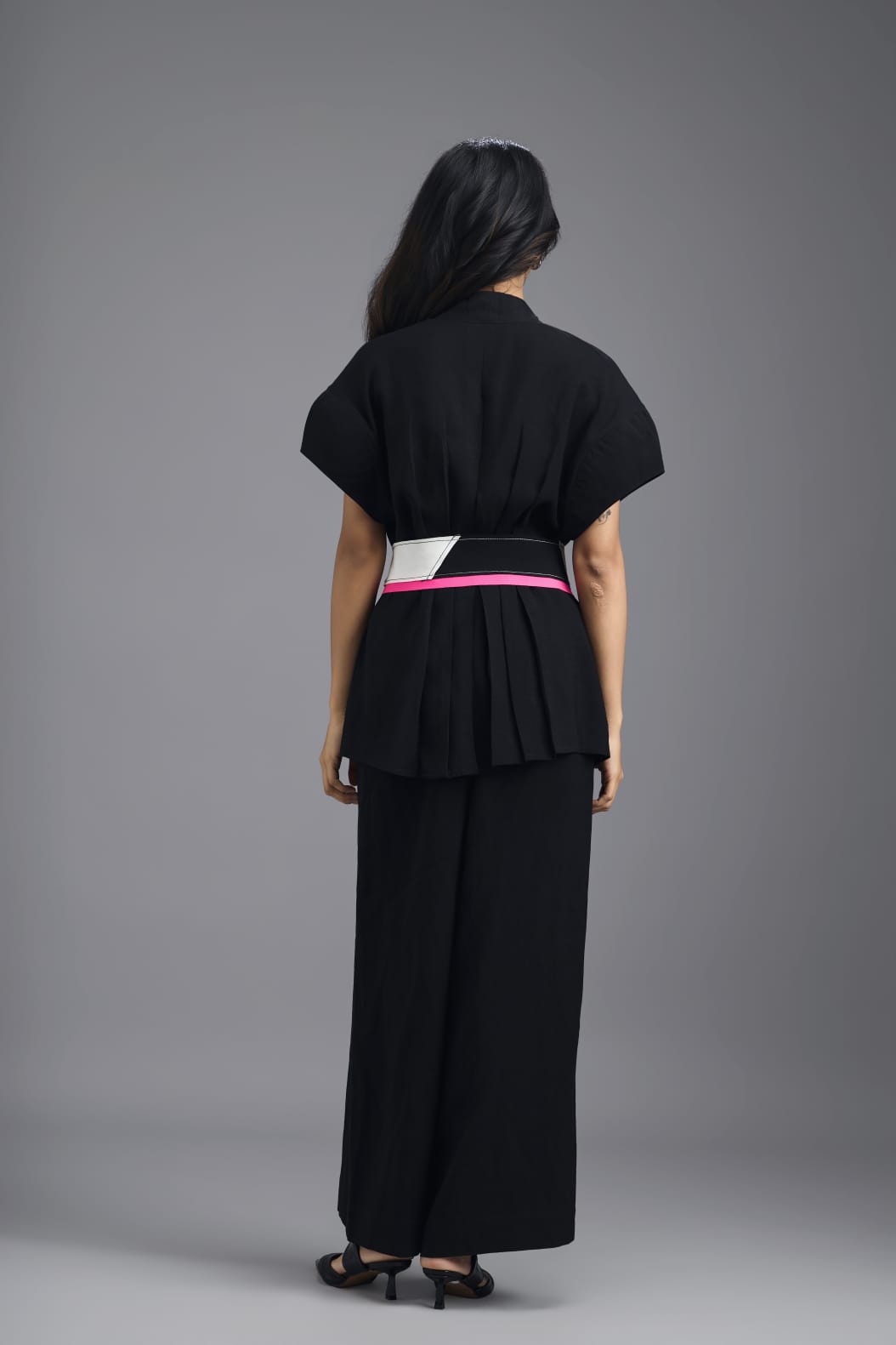 BLACK TAILORED FLARED PANTS