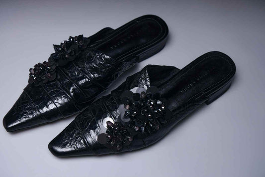 Shadow Bloom Pointed Mules