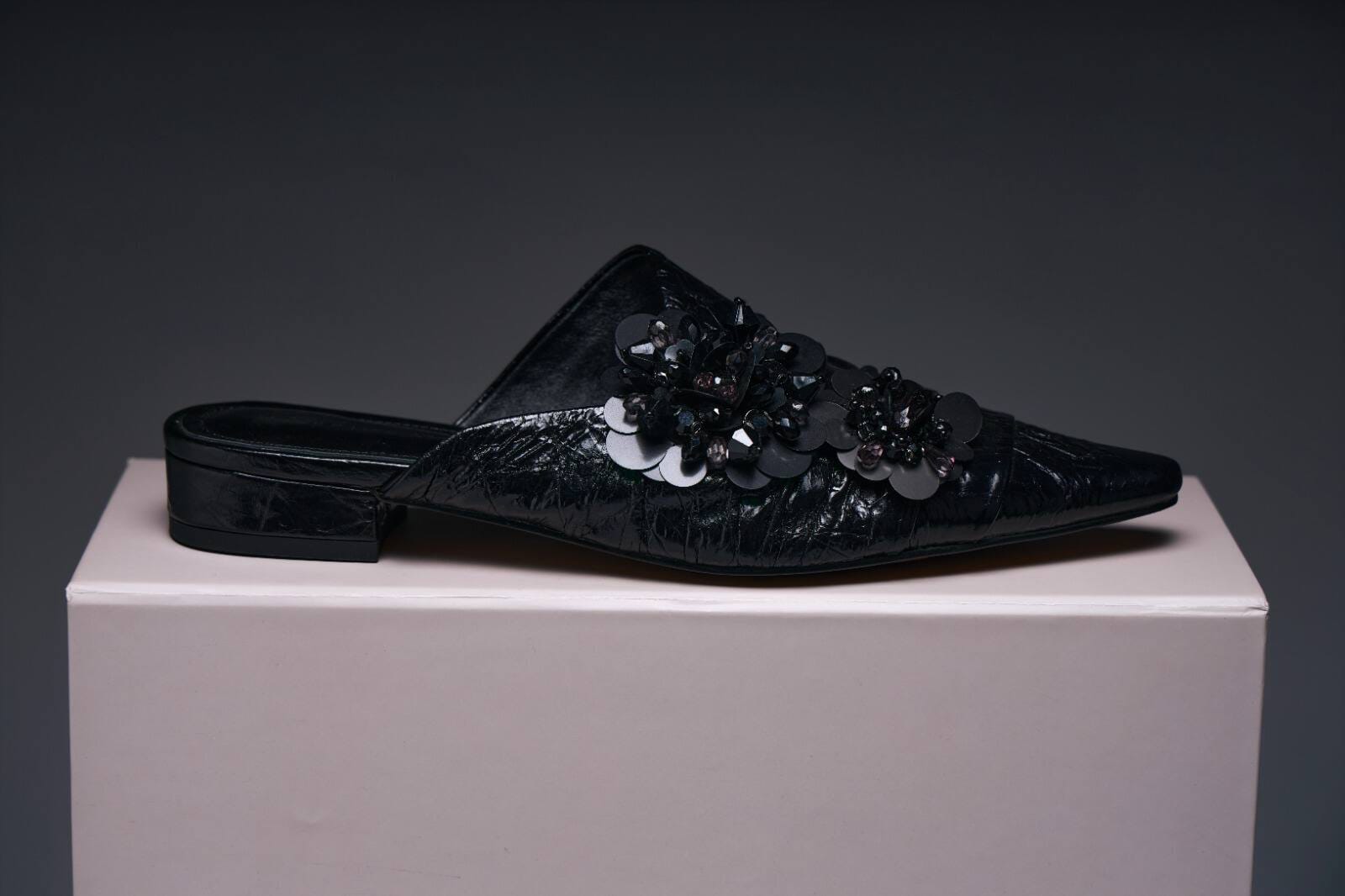 Shadow Bloom Pointed Mules