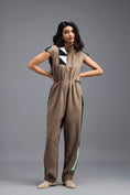 Load image into Gallery viewer, MUD MEGA SLEEVE ZIP-FRONT JUMPSUIT WITH CONTRAST STRIPES
