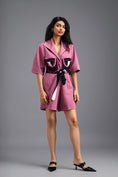 Load image into Gallery viewer, PINK TAILORED PLAYSUIT WITH NEON COLOUR-BLOCK POCKET PANEL
