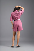 Load image into Gallery viewer, PINK TAILORED PLAYSUIT WITH NEON COLOUR-BLOCK POCKET PANEL
