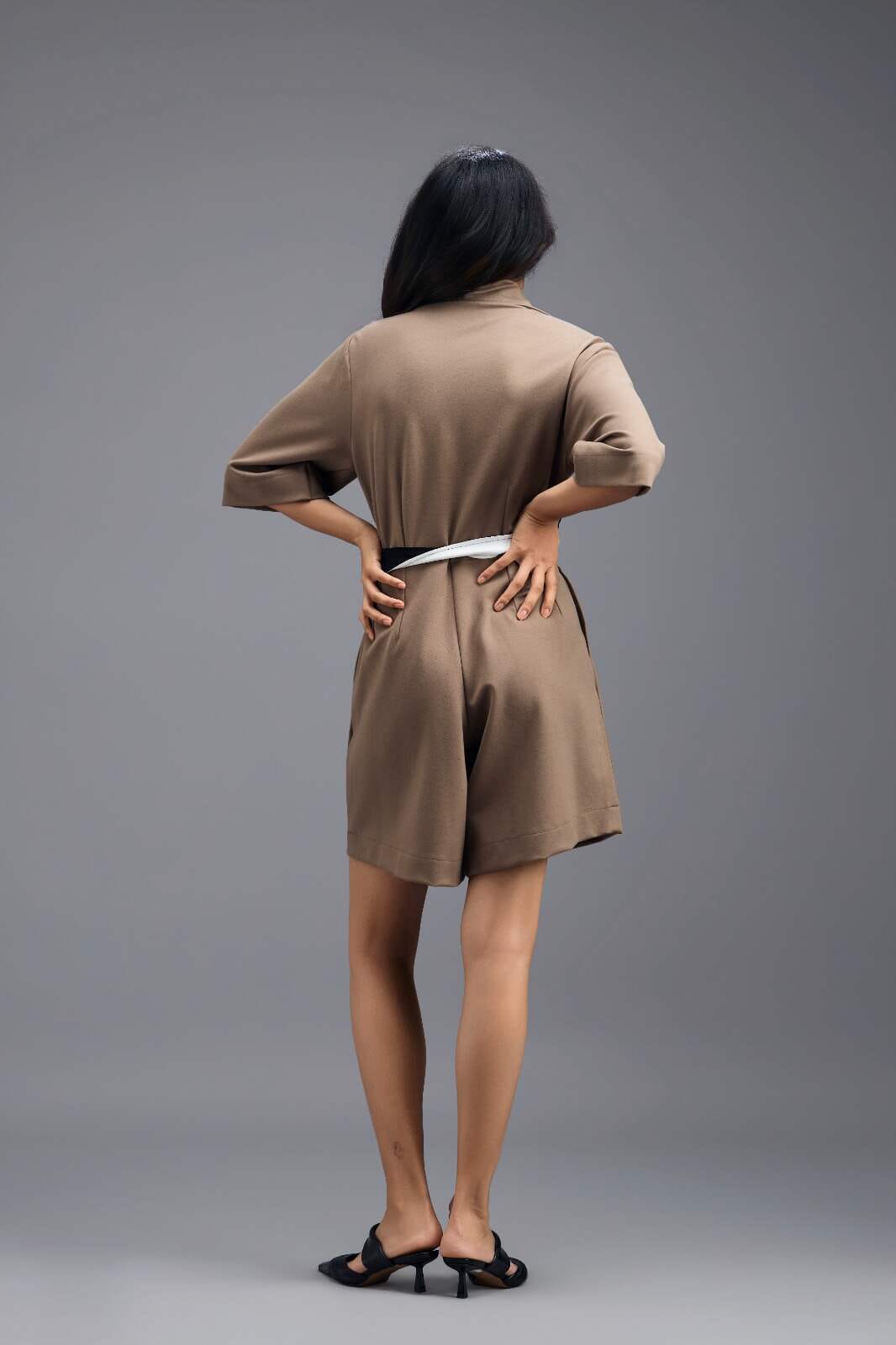 MUD TAILORED PLAYSUIT WITH NEON COLOUR-BLOCK POCKET PANEL