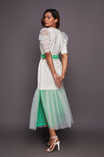 Load image into Gallery viewer, White Neon Bottom Cutwork Dress With Belt
