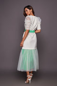 Load image into Gallery viewer, White Neon Bottom Cutwork Dress With Belt
