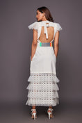 Load image into Gallery viewer, White Backless Cutwork Dress Comes With Belt
