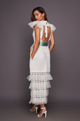 Load image into Gallery viewer, White Backless Cutwork Dress Comes With Belt
