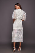 Load image into Gallery viewer, White Dress With Puffy Sleeves And Cutwork
