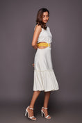 Load image into Gallery viewer, White Dress With Gathered Bottom Comes With Belt
