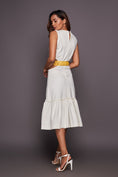 Load image into Gallery viewer, White Dress With Gathered Bottom Comes With Belt
