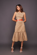 Load image into Gallery viewer, Beige Dress With Gathered Bottom And Belt
