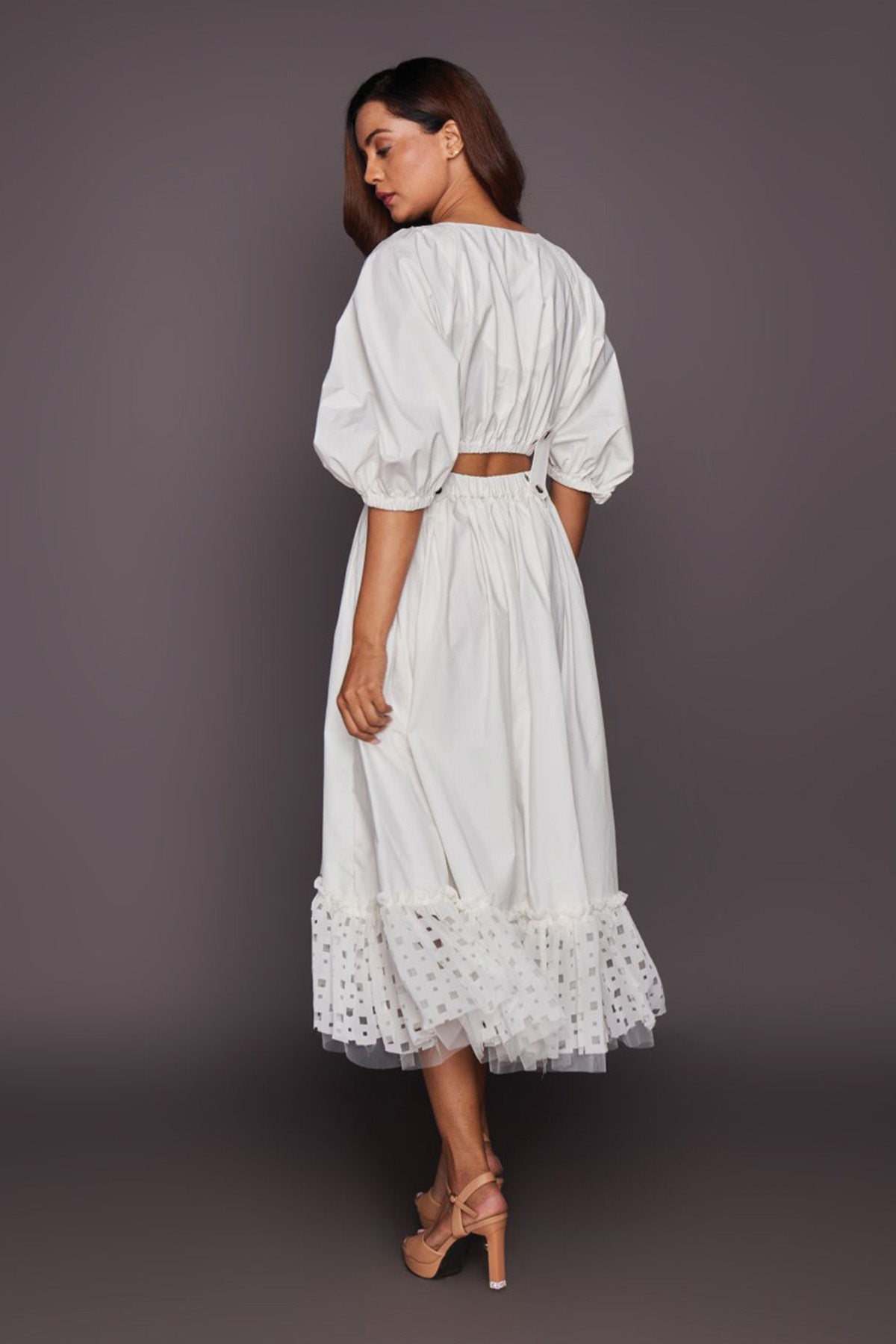 White Co-Ord Set With Cutwork Skirt