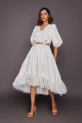 Load image into Gallery viewer, White Co-Ord Set With Cutwork Skirt
