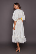 Load image into Gallery viewer, White Co-Ord Set With Cutwork Skirt And Neon Elements
