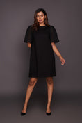 Load image into Gallery viewer, Black Shift Dress With Cutwork
