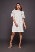 Load image into Gallery viewer, White Shift Dress With Cutwork
