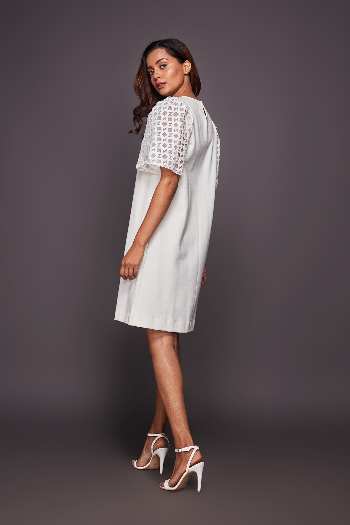 White Shift Dress With Cutwork