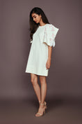 Load image into Gallery viewer, White Dress With Cutwork Sleeves
