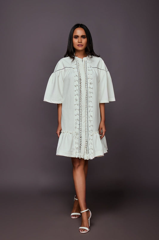 White Dress With Embroidered Cutwork