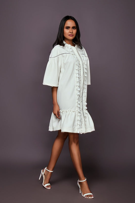 White Dress With Embroidered Cutwork