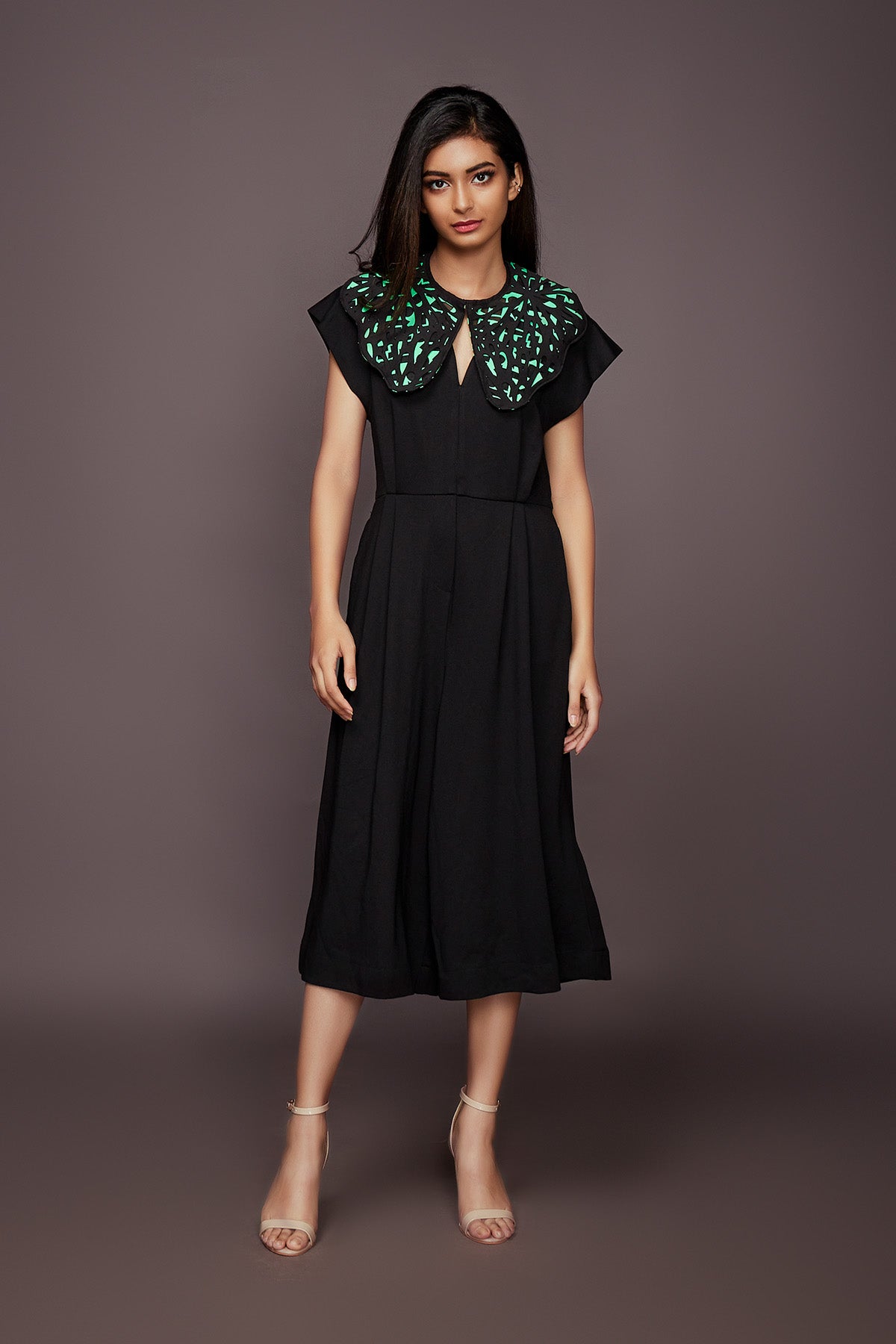 Black Jumpsuit With Detachable Collar