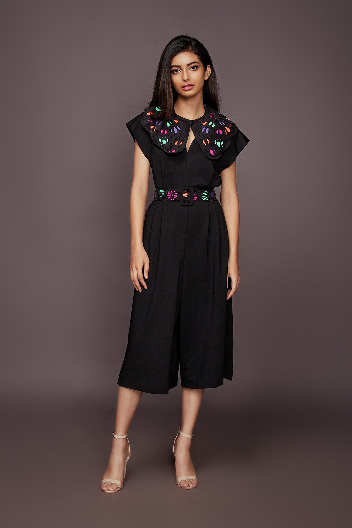 Black Jumpsuit With Detachable Collar