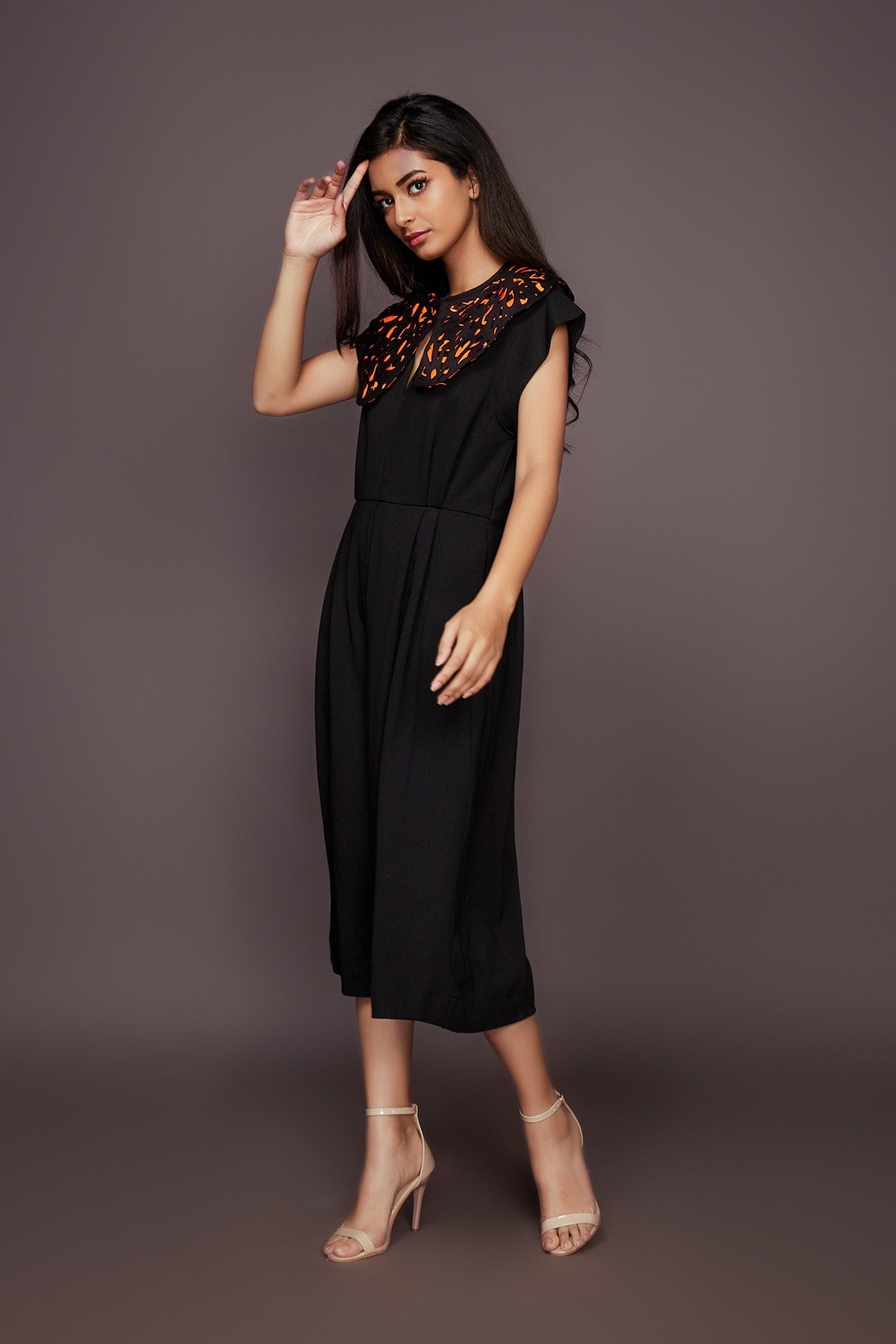 Black Jumpsuit With Detachable Collar