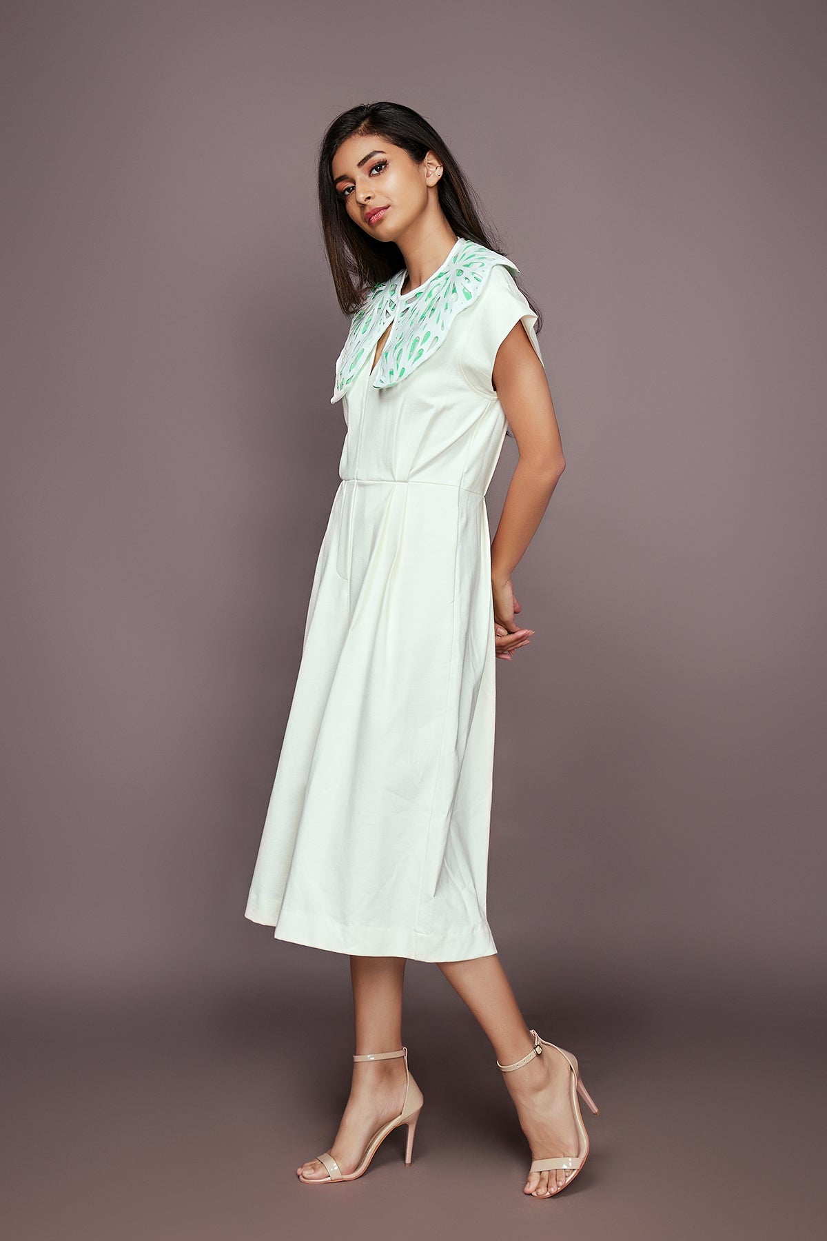 White Jumpsuit With Detachable Collar