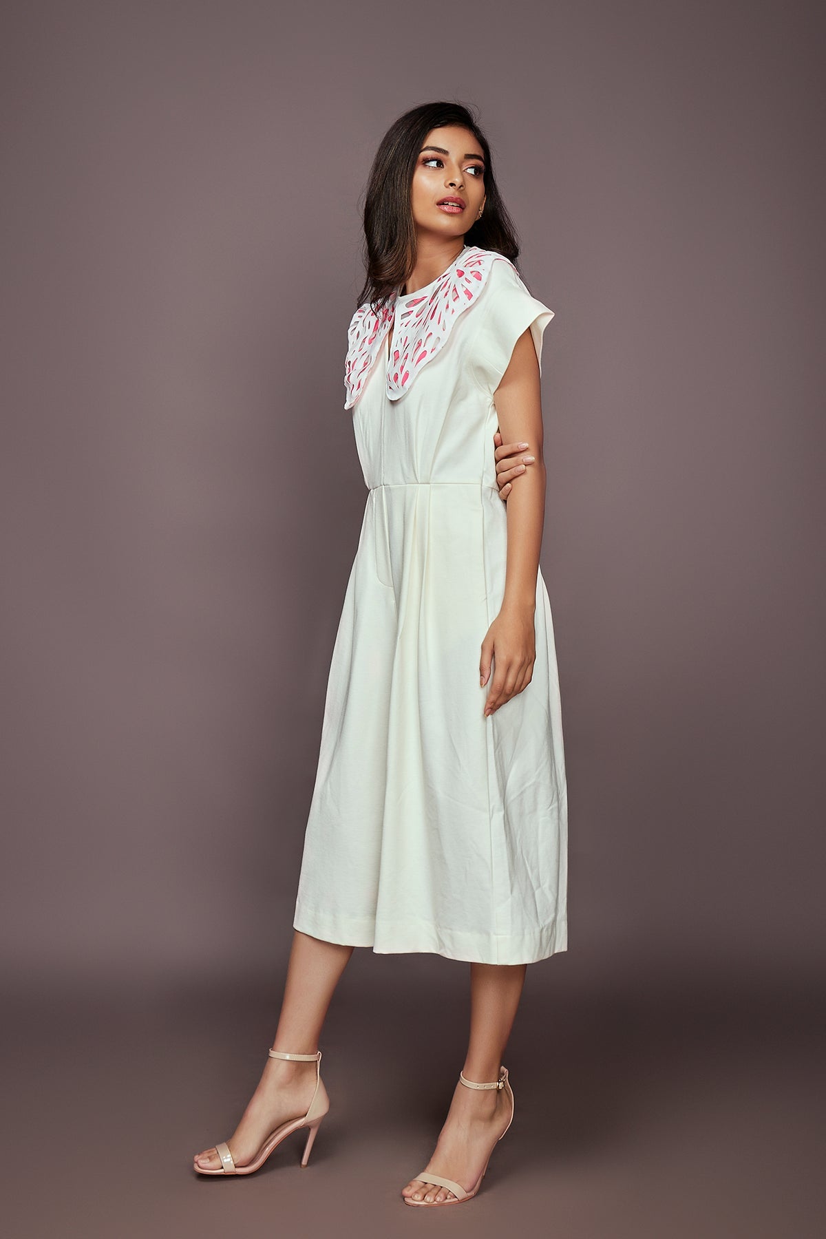 White Jumpsuit With Detachable Collar