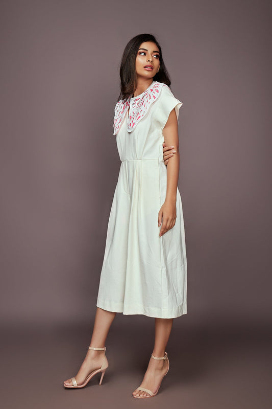 White Jumpsuit With Detachable Collar