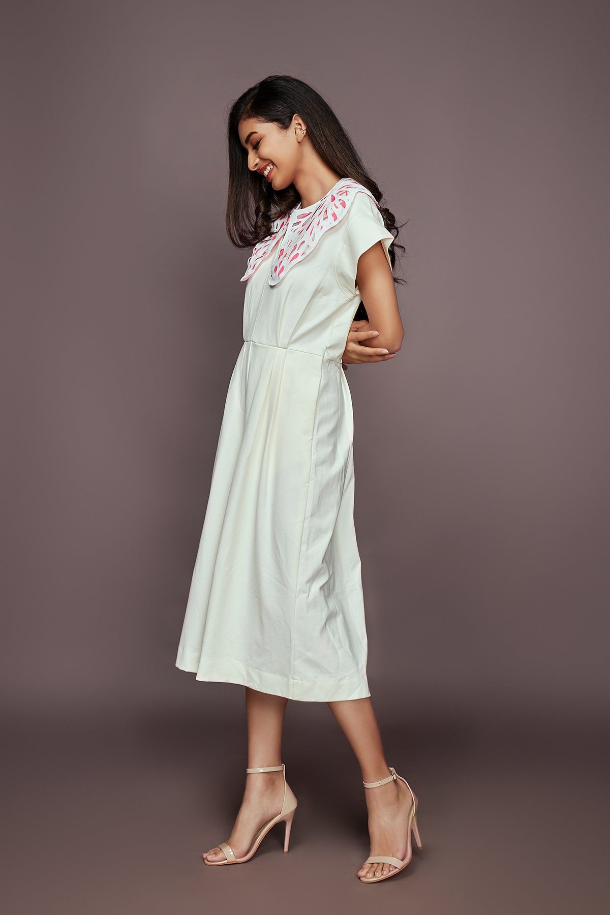 White Jumpsuit With Detachable Collar