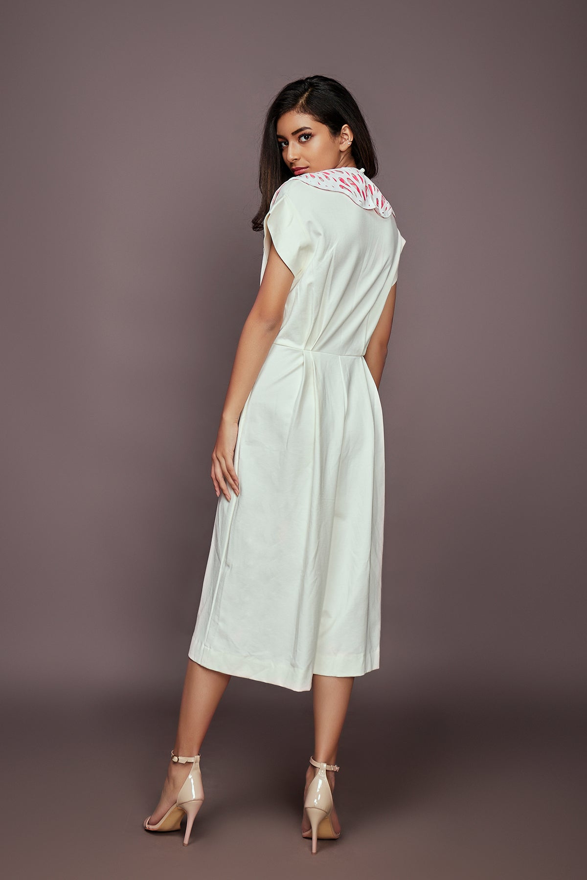 White Jumpsuit With Detachable Collar