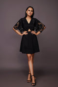 Load image into Gallery viewer, Black Cutout Dress With Cutwork
