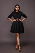 Load image into Gallery viewer, Black Suede Jacket Dress With Collar
