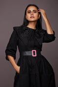 Load image into Gallery viewer, Black Suede Jacket Dress With Collar
