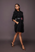 Load image into Gallery viewer, Black Suede Jacket Dress With Collar
