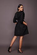 Load image into Gallery viewer, Black Suede Jacket Dress With Collar
