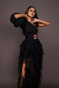 Load image into Gallery viewer, Black Bodysuit With Ruffled Skirt
